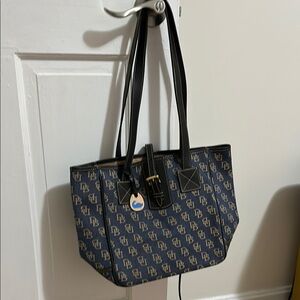 Dooney & Bourke Blue and Gold Monogram Tote